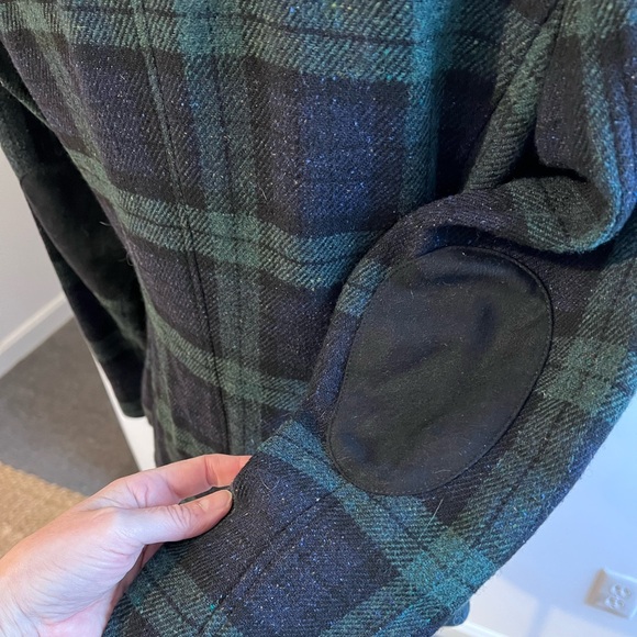 Blackwatch Plaid Wool Blend Snapfront Jacket Blazer Sz Small Stand Collar - Picture 4 of 16